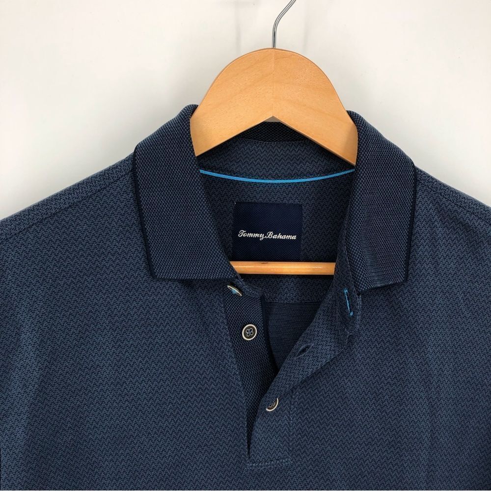 Tommy Bahama Polo Mens Medium Blue Short Sleeve Modal Blend - Picture 3 of 10